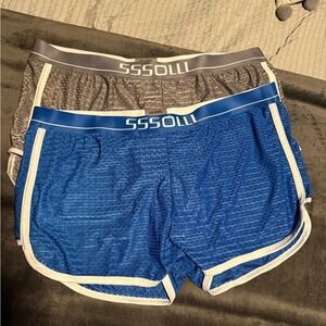 Blue and Gray Athletic Shorts Set